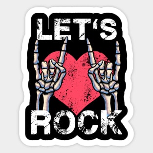 Let's Rock and Roll Music Vintage Distressed Heart Sticker